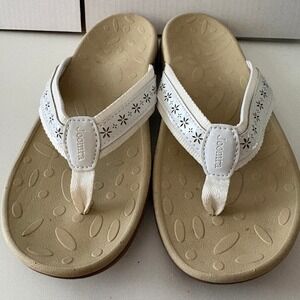 Joomra Womens Orthotic Flip Flops White Floral Arch Support Sandals Size 41 10